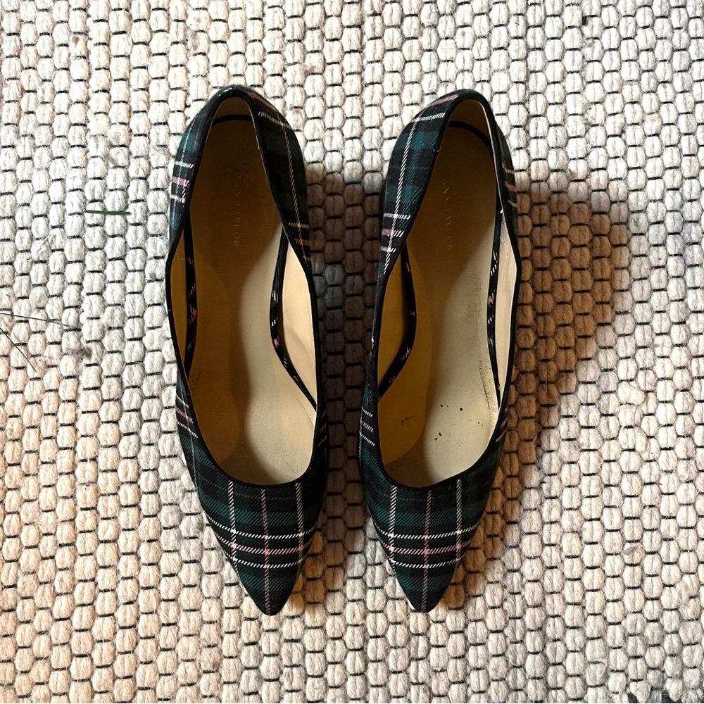 Ann Taylor plaid block heels